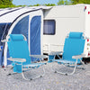 1 Piece Foldable Backpack Beach Chair with Cup Holder and Storage Pockets for Outdoor-Blue - Gallery View 1 of 10
