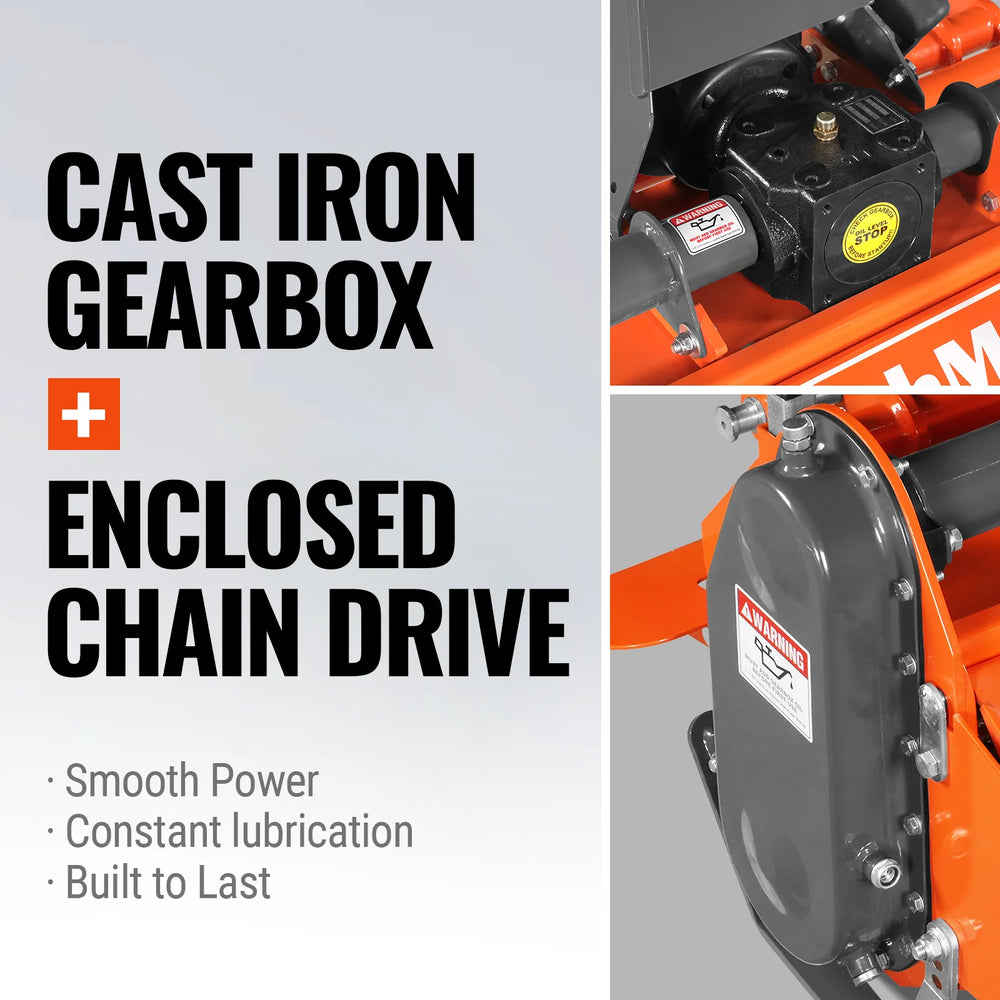 53 in Rotary Tiller,  3 Point Hitch Cat.1,  Chain Drive,  PTO Shaft Included with Shear Bolt,  18-35 HP,  LRT53
