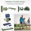 1-person folding camping tent cot with sunshade, air mattress, and carrying bag for easy transport and setup.