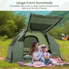 1-person camping tent with sunshade, featuring a spacious vestibule for family enjoyment in outdoor settings.