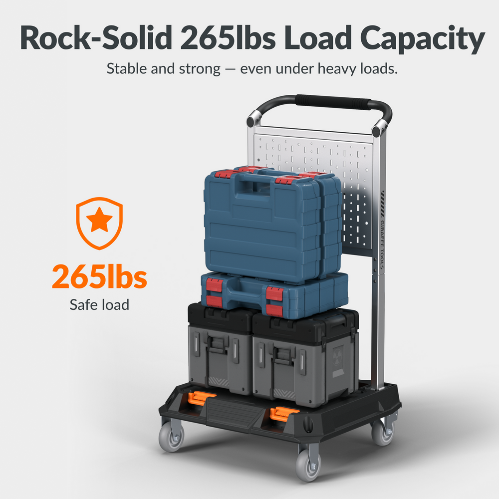 Giraffe Tools Heavy Duty Rolling Utility Cart Black & Silver Gray New