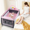 3-in-1 Portable Baby Playard with Zippered Door and Toy Bar-Pink - Gallery View 1 of 11