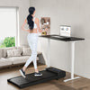 Under desk treadmill with remote control, 2.5HP motor, adjustable speed, and LED display for home office workouts.