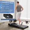 Under desk treadmill in black with LED display, remote control, and 3 countdown modes for convenient workouts.