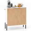 2-door buffet cabinet sideboard in white and natural wood, featuring metal legs and a spacious top for decor display.