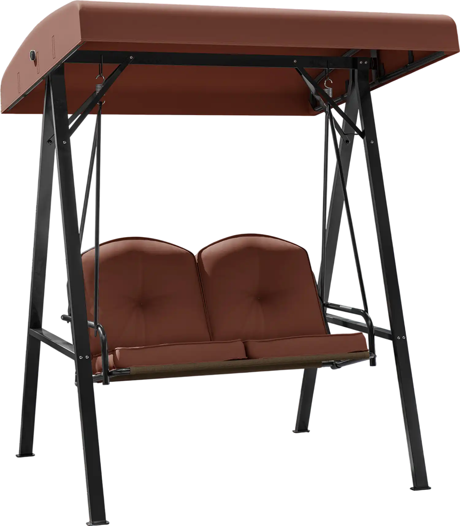 Costway 2-Person Outdoor Porch Swing w/ A-Shaped Metal Stand Adjustable Canopy Brown 938241675 New
