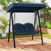 2-Person Outdoor Porch Swing with A-Shaped Metal Stand and Adjustable Canopy-Navy - Gallery View 1 of 11