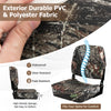 Folding boat seat set featuring waterproof PVC and polyester fabric, 5" thick sponge padding for comfort and durability.