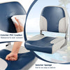 Low back boat seat set featuring waterproof PVC leather, soft sponge padding, and durable aluminum hinges for comfort.
