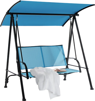 Costway 2-Seat Outdoor Canopy Patio Swing Heavy-Duty Metal Frame Navy 42583976 New