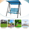 2-seat outdoor canopy swing in navy with adjustable canopy and heavy-duty metal frame, perfect for patio or garden.