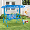 2-Seater Kids Patio Swing with Metal Stand and Adjustable Canopy-Bule - Gallery View 1 of 9