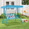 2-Seater Kids Patio Swing with Metal Stand and Adjustable Canopy-Navy - Gallery View 1 of 9