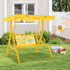 2-Seater Kids Patio Swing with Metal Stand and Adjustable Canopy-Yellow - Gallery View 1 of 9