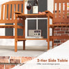 2-tier side table in solid wood with natural grain, offering extra storage for outdoor patio furniture set.