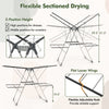2-Tier clothes drying rack with adjustable height, 33 drying rails, and flat lower wings for versatile laundry drying.