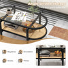 2-tier coffee table with tempered glass top and acacia wood frame, featuring ample storage for magazines and.