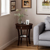 2-Tier Wood Round End Table with Open Drawer-Brown - Gallery View 1 of 10