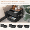2-drawer nightstand with removable black fabric bins, featuring a wood top, ideal for bedroom or living room storage.