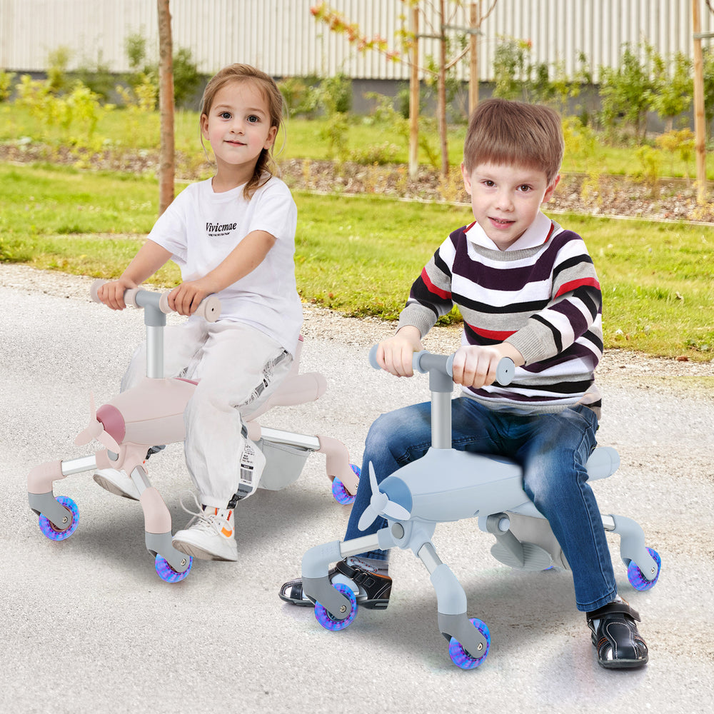 2-in-1 Kids Ride-on Push Car with LED Lighted Wheels-Navy - Gallery View 1 of 12