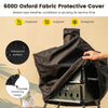 Outdoor pizza oven with waterproof 600D oxford fabric cover, featuring anti-scalding handles and foldable legs for easy.