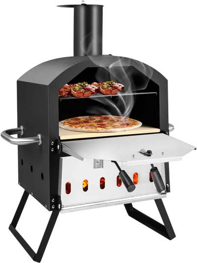 Costway 2-Layer Pizza Oven w/ Removable Rack & Folding Legs 56341927 New