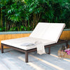 Adjustable backrest 2-person patio lounge chair in white with sturdy steel frame and soft cushions for outdoor.