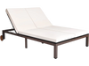 Adjustable backrest 2-person patio lounge chair in white, featuring sturdy steel frame and soft non-woven cushions.