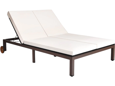 Costway 2-Person Patio Rattan Lounge Chair Adjustable Backrest Cushions 47560912 New