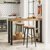 Rustic brown 2-tier home bar table with open shelves, ideal for kitchen or living room storage and style.