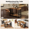 2-tier home bar table in rustic brown with open shelves, ideal for kitchen or living room use and easy maintenance.