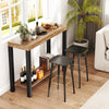 Rustic brown 2-tier home bar table featuring a handcrafted cashew wood frame, ideal for stylish decor in any indoor.