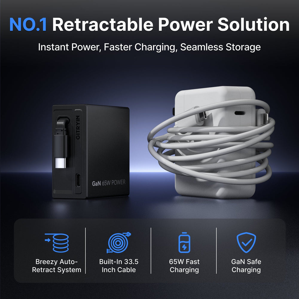 Giraffe Tools Retractable Fast Charger 65W New