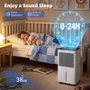2000 sq.ft 32 pint dehumidifier in white with low noise operation, 24H timer, and intuitive LED control panel for bedrooms.
