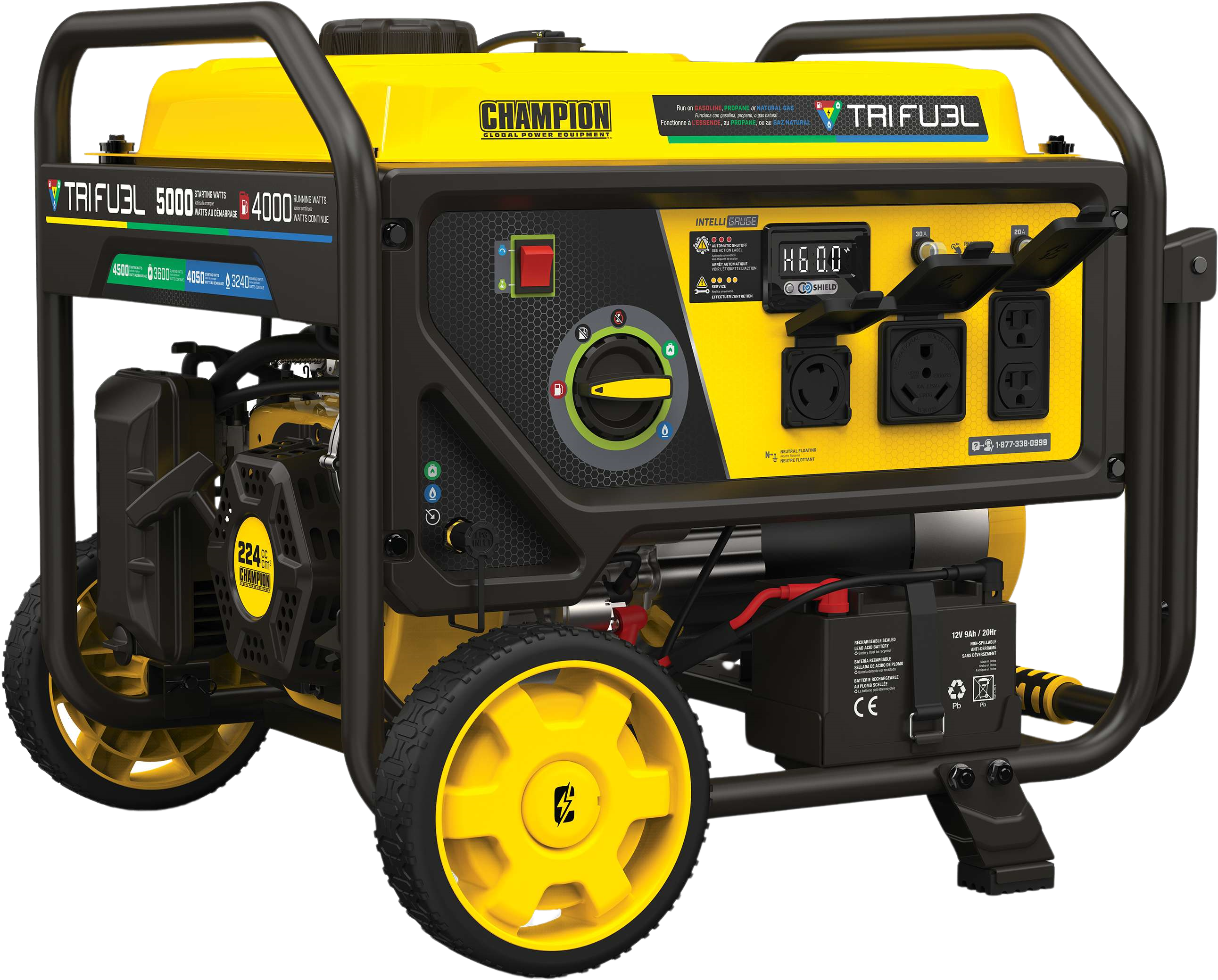 Champion 201223 4000W/5000W Generator Tri-Fuel Gas Propane Natural Gas CO Shield Electric Start New