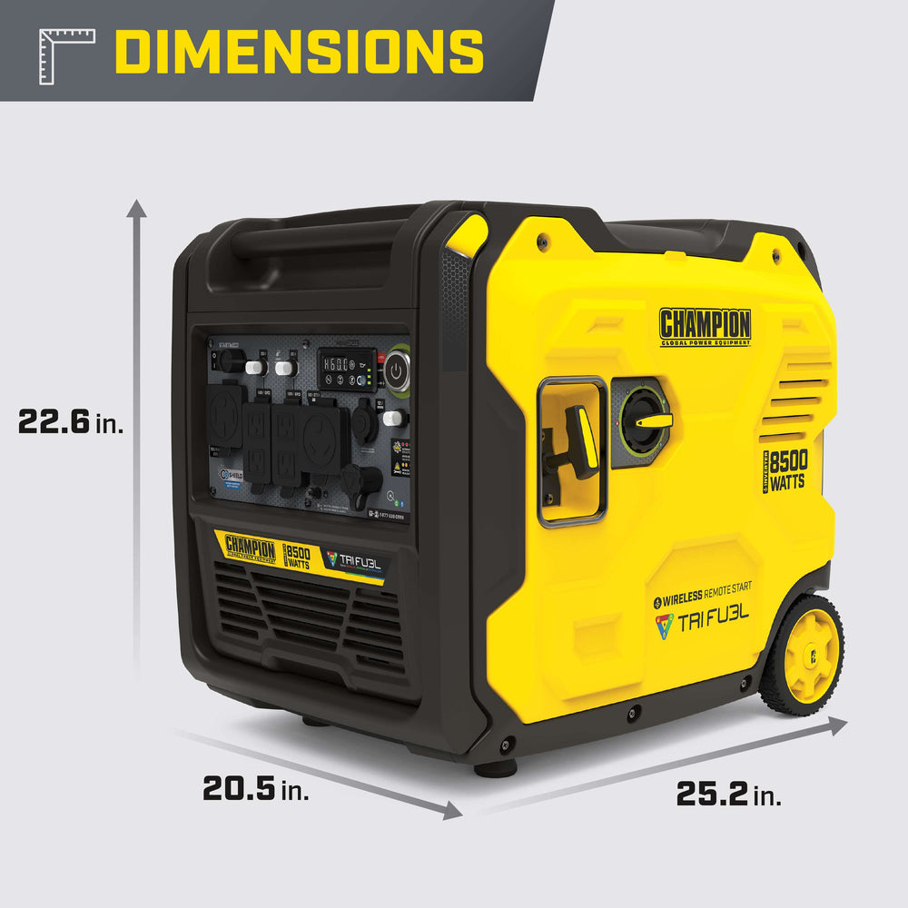 Champion 201537 6500W/8500W Generator Tri Fuel Gas Propane Natural Gas Inverter Low THD 50A CO Shield Remote Start New