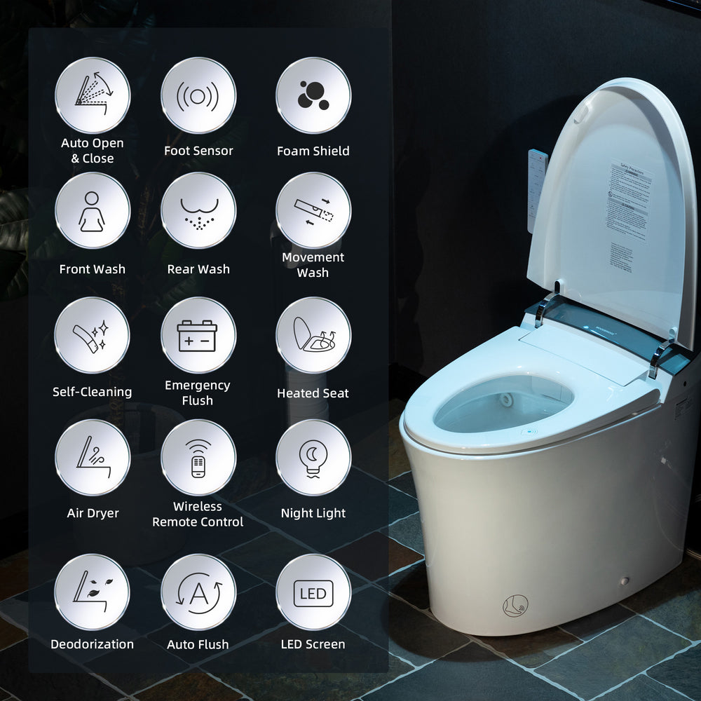 WOODBRIDGE EBT230 Bidet Toilet Smart Auto Open Close Foot Sensor Heated Seat New