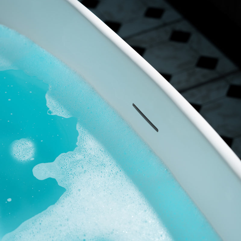 WOODBRIDGE EST0606 Freestanding Bathtub 59" L x 33-1/2" W Solid Surface Stone Resin Matte White New