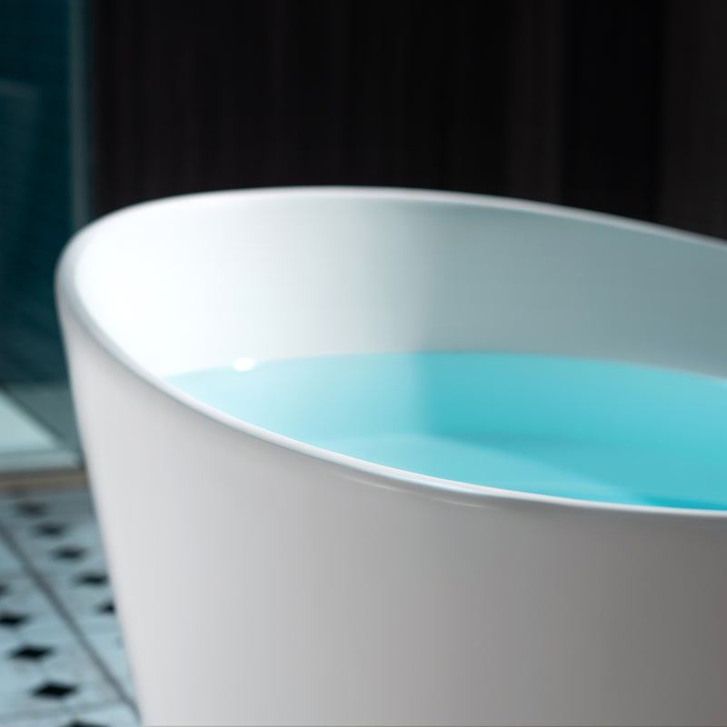WOODBRIDGE EST0606 Freestanding Bathtub 59" L x 33-1/2" W Solid Surface Stone Resin Matte White New
