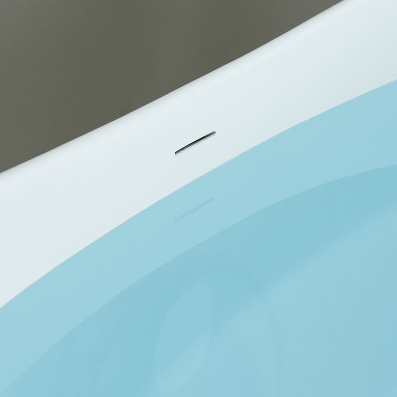WOODBRIDGE EST0015 Freestanding Bathtub 66-7/8" L x 31-1/2" W Stone Resin Luxury Contemporary Solid Surface Matte White New