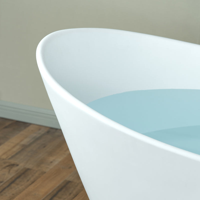 WOODBRIDGE EST0016 Freestanding Bathtub 59" L x 29-1/8" W Stone Resin Solid Surface Matte White New