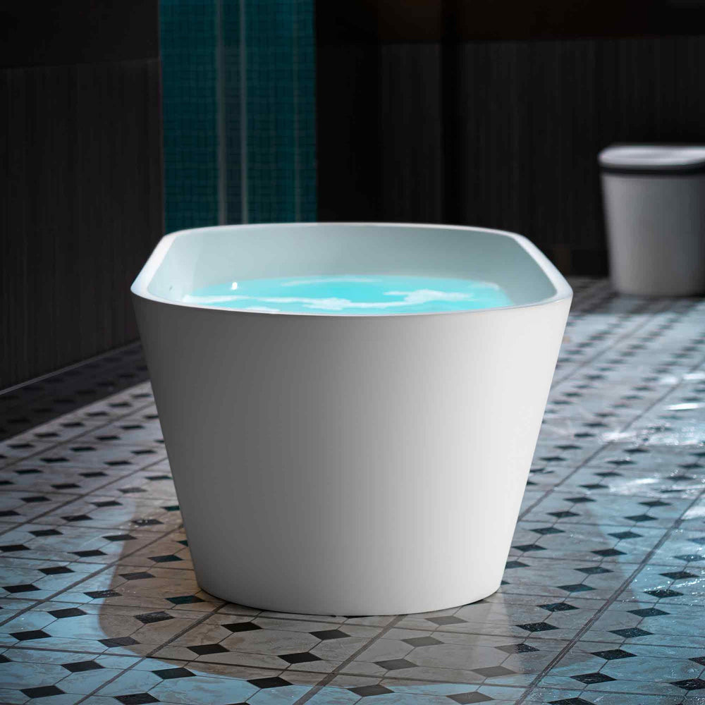 WOODBRIDGE B0041-2.0 Freestanding Solid Surface Stone Resin Bathtub 59" Matte White New