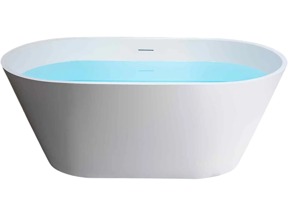 WOODBRIDGE B0041-2.0 Freestanding Solid Surface Stone Resin Bathtub 59" Matte White New