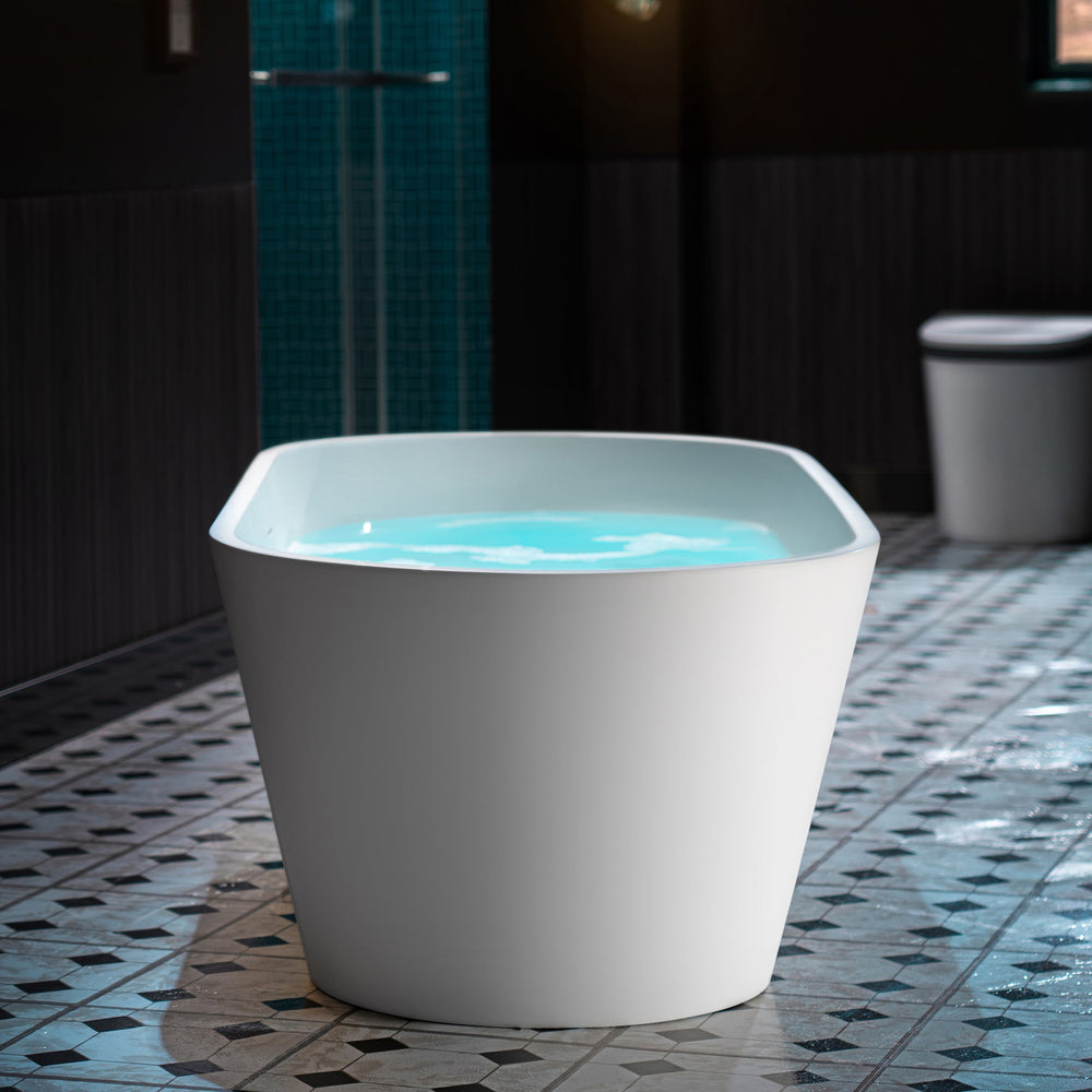 WOODBRIDGE B0042-2.0 Freestanding Solid Surface Stone Resin Bathtub 67" Matte White New