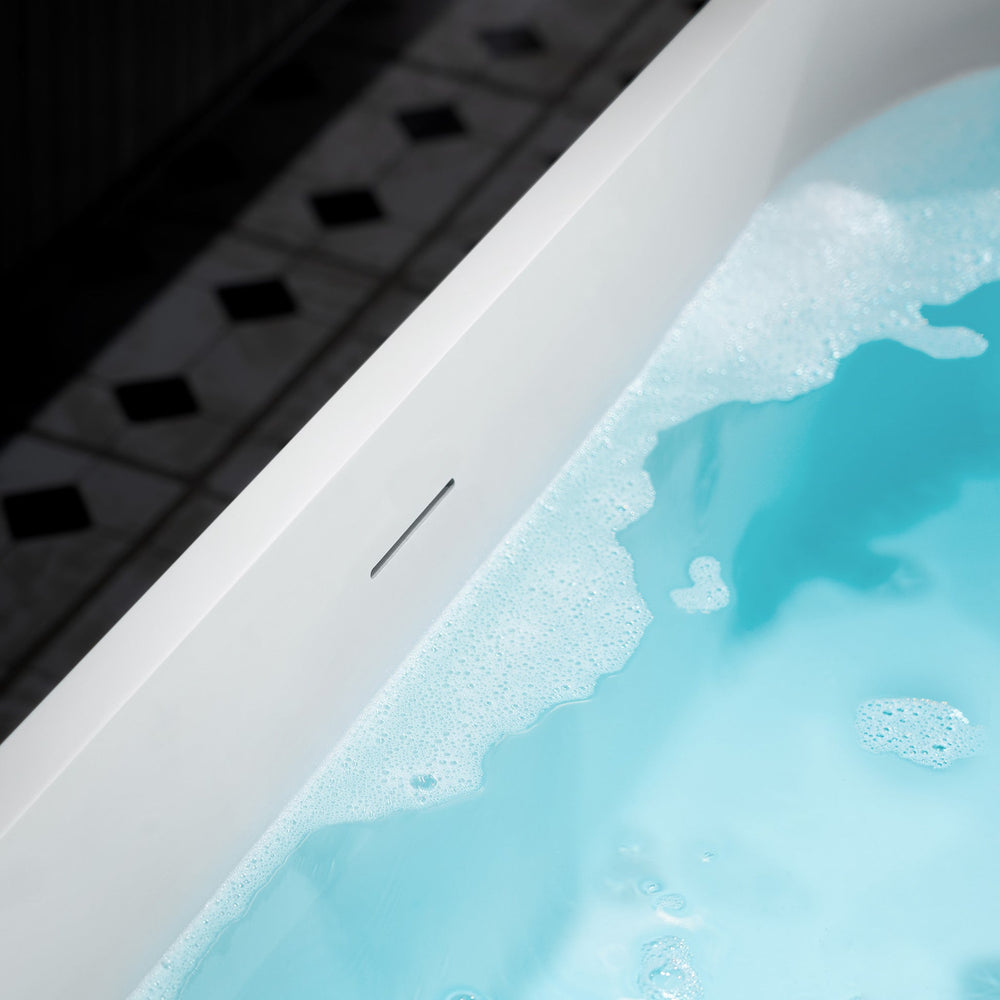 WOODBRIDGE B0042-2.0 Freestanding Solid Surface Stone Resin Bathtub 67" Matte White New