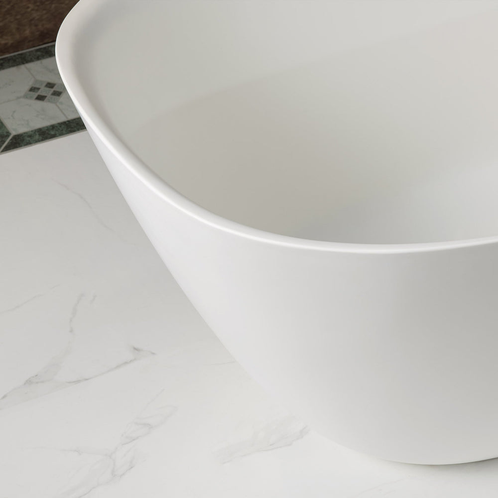 WOODBRIDGE B0047-2.0 Freestanding Solid Surface Stone Resin Bathtub 59" Matte White New