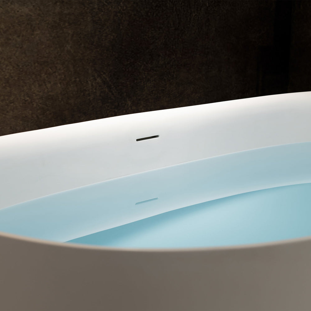 WOODBRIDGE B0047-2.0 Freestanding Solid Surface Stone Resin Bathtub 59" Matte White New