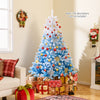 6FT artificial Christmas tree with 456 flocked branch tips in a gradient design, perfect for holiday decorating.