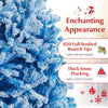 Flocked branch tips of the 6FT artificial Christmas tree showcase a vivid blue color, perfect for festive holiday decor.
