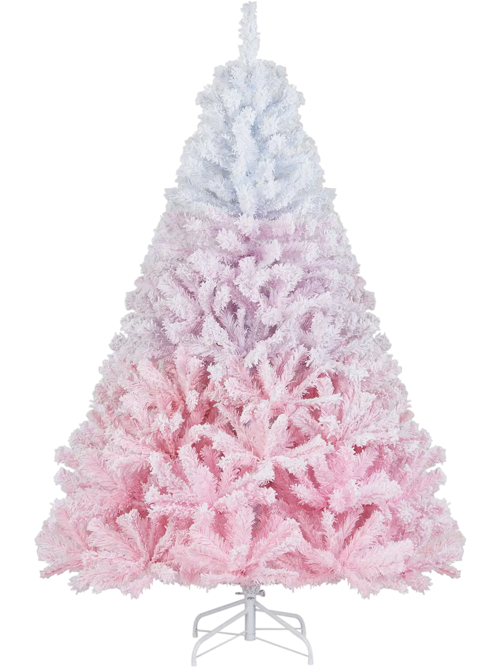6FT artificial Christmas tree with a gradient design, featuring 456 flocked branch tips and a sturdy folding metal.